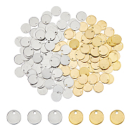 160Pcs 2 Colors 201 Stainless Steel Stamping Blank Tag Pendants, Flat Round, Golden & Stainless Steel Color, 10x1mm, Hole: 1.2mm, 80pcs/color(STAS-DC0015-51)