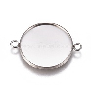 304 Stainless Steel Cabochon Connector Settings, Plain Edge Bezel Cups, Flat Round, Stainless Steel Color, Tray: 22mm, 31.2x23.8x2mm, Hole: 2.2mm(STAS-G127-14-22mm-P)