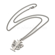 201 Stainless Steel Necklaces, Letter I, 23.74 inch(60.3cm) p: 32.5x26.5x1.3mm(NJEW-Q336-01I-P)