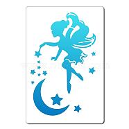 PET Plastic Drawing Painting Stencils Templates, Rectangle, Fairy Pattern, 30x20cm(DIY-WH0284-003)
