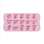 Food Grade Silicone Molds, Fondant Molds, For DIY Cake Decoration, Chocolate, Candy, UV Resin & Epoxy Resin Jewelry Making, Animal, Pink, 210x103.5x14.5mm(X-DIY-L025-025)