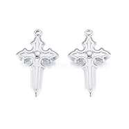 304 Stainless Steel Pendant, Cross, Stainless Steel Color, 33.5x20x3.5mm, Hole: 1.5mm(STAS-B027-27P)
