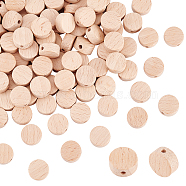 Elite Beech Wood Beads, Undyed, Flat Round, BurlyWood, 14~15x7mm, Hole: 3mm, 100pcs/bag(WOOD-PH0009-53)