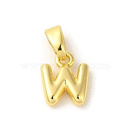 Rack Plating Brass Charms, Real 18K Gold Plated, Long-Lasting Plated, Cadmium Free & Lead Free, Letter W, 9.5x8x2.5mm, Hole: 5x2.5mm(KK-C053-04G-W)