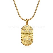 Constellations Cubic Zirconia Pendant Necklace, with Golden Stainless Steel Round Snake Chains, Libra, 17.72 inch(45cm)(PW-WG56929-01)
