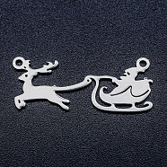 201 Stainless Steel Pendants, Christmas Reindeer and Santa Claus, Stainless Steel Color, 11x27.5x1mm, Hole: 1.2mm(STAS-T046-JA367-1)