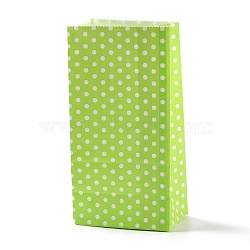 Rectangle Kraft Paper Bags, None Handles, Gift Bags, Polka Dot Pattern, Light Green, 13x8x24cm(CARB-K002-02B-07)