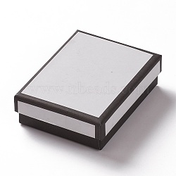 Cardboard Jewelry Boxes, with Sponge Inside, for Jewelry Gift Packaging, Rectangle, White, 9x7x2.7cm(CON-P008-A02-05)
