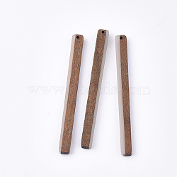 Resin & Walnut Wood Big Pendants, Rectangle/Bar, WhiteSmoke, 71.5x6x4mm, Hole: 1.2mm(X-RESI-T035-02)
