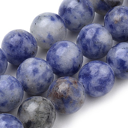 Natural Brazil Blue Spot Jasper Beads Strands, Round, 6mm, Hole: 1mm, about 60pcs/strand, 15.7 inch(X-G-S259-36-6mm)