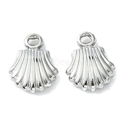 304 Stainless Steel Charms, Shell Shape Charms, Stainless Steel Color, 9.5x7.5x2.4mm, Hole: 1mm(STAS-L269-072P)