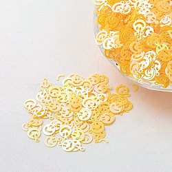 Ornament Accessories Plastic Paillette/Sequins Beads, Smiling Face, Yellow, 8x6x0.1mm, Hole: 0.8mm(X-PVC-E001-13-RC02)