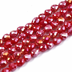 Opaque Glass Beads Strands, AB Color Plated, Faceted, Teardrop, FireBrick, 4.5x4.5mm, Hole: 1mm, about 99~101pcs/strand, 17.64 inch~18.03 inch(44.8cm~45.8cm)(EGLA-T008-16I)
