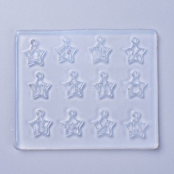 Pendant Silicone Molds, Resin Casting Molds, For UV Resin, Epoxy Resin Jewelry Making, Star with 12 Constellation/Zodiac, White, 113x94x6mm, Hole: 3mm, Inner Diameter: 18x17mm(X-DIY-L026-085)
