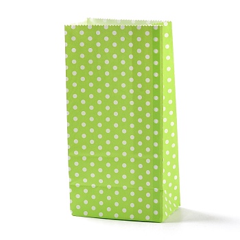 Rectangle Kraft Paper Bags, None Handles, Gift Bags, Polka Dot Pattern, Light Green, 13x8x24cm