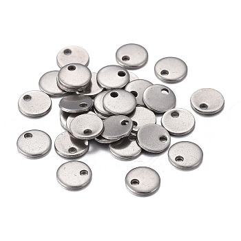 201 Stainless Steel Charms, Stamping Blank Tag, Laser Cut, Flat Round, Stainless Steel Color, 6x0.8mm, Hole: 1.2mm