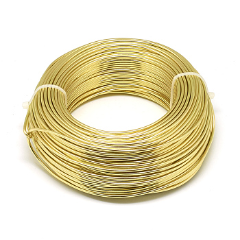 Round Aluminum Wire, Bendable Metal Craft Wire, for DIY Jewelry Craft Making, Light Gold, 9 Gauge, 3.0mm, 25m/500g(82 Feet/500g)