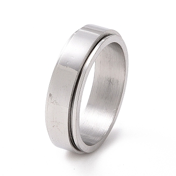 201 Stainless Steel Plain Rotating Fidget Band Ring, Fidget Spinner Ring for Anxiety Stress Relief, Stainless Steel Color, Inner Diameter: 17mm