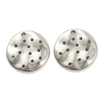 304 Stainless Steel Pendants, Flat Round, Stainless Steel Color, 17x17.5x2mm, Hole: 1.6mm