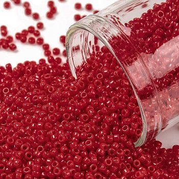 TOHO Round Seed Beads, Japanese Seed Beads, (45A) Opaque Cherry, 15/0, 1.5mm, Hole: 0.7mm, about 15000pcs/50g