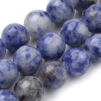 Natural Brazil Blue Spot Jasper Beads Strands, Round, 6mm, Hole: 1mm, about 60pcs/strand, 15.7 inch