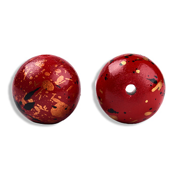 Spray Painted Resin Beads, Round, Red, 20x19mm, Hole: 2~2.4mm