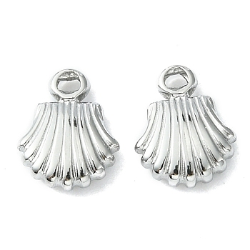 304 Stainless Steel Charms, Shell Shape Charms, Stainless Steel Color, 9.5x7.5x2.4mm, Hole: 1mm