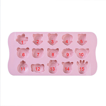 Food Grade Silicone Molds, Fondant Molds, For DIY Cake Decoration, Chocolate, Candy, UV Resin & Epoxy Resin Jewelry Making, Animal, Pink, 210x103.5x14.5mm