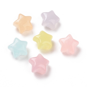 Imitation Jelly Style Acrylic Beads, Star, Mixed Color, 17x17.5x11.5mm, Hole: 3mm