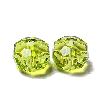 Transparent Glass Beads, Faceted, Rondelle, Olivine, 8x5mm, Hole: 1.2mm