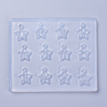 Pendant Silicone Molds, Resin Casting Molds, For UV Resin, Epoxy Resin Jewelry Making, Star with 12 Constellation/Zodiac, White, 113x94x6mm, Hole: 3mm, Inner Diameter: 18x17mm