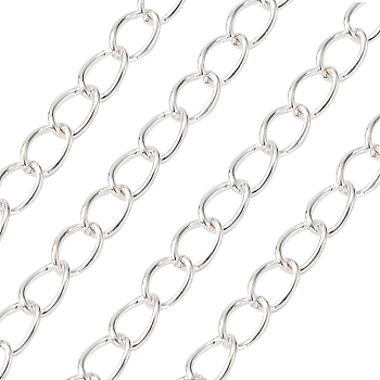Iron Twisted Chains, Unwelded, with Spool, Oval, Silver, 6.5x4.5x0.8mm, about 164.04 Feet(50m)/roll