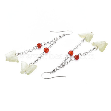 Butterfly Natural New Jade Dangle Earrings for Girl Women(EJEW-S212-002)-3