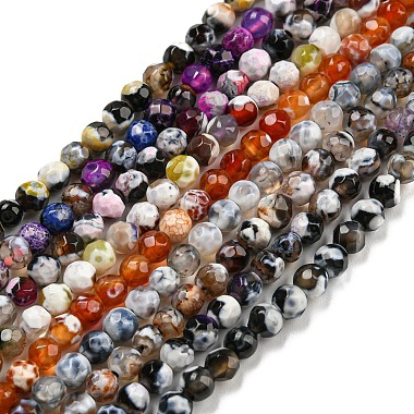 Mixed Color Round Fire Crackle Agate Beads