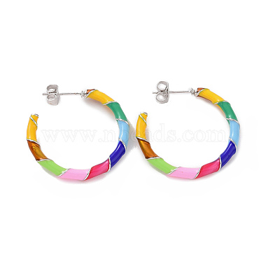 Colorful Ring Brass Stud Earrings