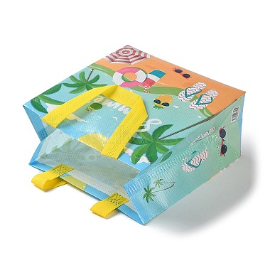 Bolsas de regalo plegables reutilizables no tejidas impresas con tema de verano con asa(ABAG-F009-B01)-3