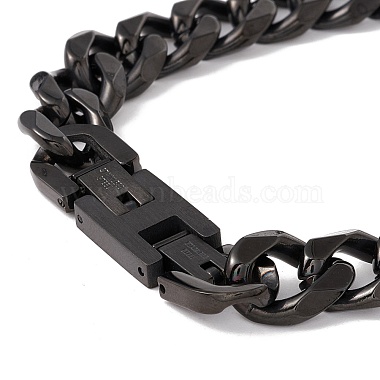 Ion Plating(IP) 304 Stainless Steel Curb Chains Bracelet for Men Women(BJEW-B063-01B)-4