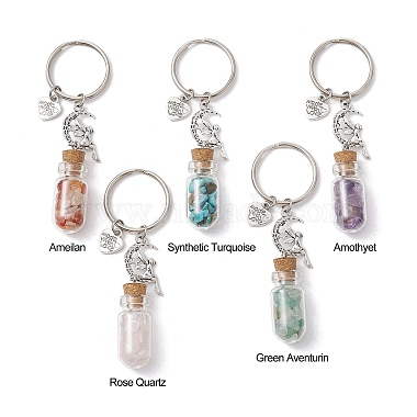 Clear Bottle Mixed Stone Keychain