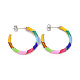 Colorful Enamel Ring Stud Earrings(EJEW-P225-03P)-1