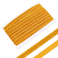 Polyester Metallic Braided Lace Trim, Sewing Centipede Lace Ribbon, for Clothes Accessories and Curtains Accessories, Gold, 5/8 inch(16mm), about 10.94 Yards(10m)/Card(OCOR-WH0074-92G)