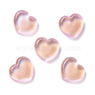 Transparent Resin Cabochons, with Glitter, Heart, PeachPuff, 18x19.5x6.5mm(CRES-P019-04A)