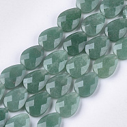 Natural Green Aventurine Beads Strands, Faceted, teardrop, 18x13~13.5x5.5~6mm, Hole: 1.2mm, about 11pcs/strand, 7.8 inch(X-G-S354-09)