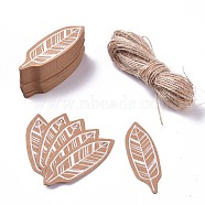 Paper Gift Tags, Hange Tags, For Arts and Crafts, with Jute Twine, Feather, BurlyWood, 49x17x0.5mm, 50pcs/set(CDIS-L004-N01)