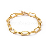Unwelded Iron Paperclip Chain Bracelets, with 304 Stainless Steel Toggle Clasps, Golden, 7-7/8 inch(20cm)(X-BJEW-JB05044-01)