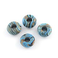 Synthetic Malachite Stone European Beads, Large Hole Beads, Rondelle, Dyed, Dodger Blue, 14x7~8mm, Hole: 5mm(SPDL-R001-07)
