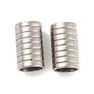 201 Stainless Steel Tube Beads, Grooved Column, Stainless Steel Color, 10x5.8mm, Hole: 4.5mm.(STAS-Z049-07P)