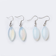 Opalite Dangle Earrings, with Platinum Tone Brass Findings, Horse Eye, 44mm, Pin: 0.7mm(X-EJEW-F162-F01)