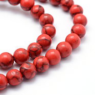 Synthetic Howlite Bead Strand, Dyed, Round, Red, 10mm, Hole: 1mm, about 40pcs/strand, about 15 inch(G-E439-10mm-01A)