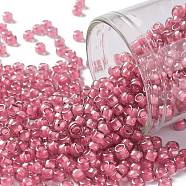 TOHO Round Seed Beads, Japanese Seed Beads, (959) Inside Color Light Amethyst/Pink Lined, 8/0, 3mm, Hole: 1mm, about 10000pcs/pound(SEED-TR08-0959)