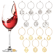 DIY 7 Chakra Wine Glass Charm Making Kit, Include Alloy Pendants, Brass Pendants & Wine Glass Charm Rings, Platinum & Golden, 31Pcs/box(DIY-BC0009-82)